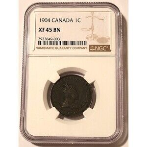Canada Edward VII 1904 Large Cent XF45 BN NGC